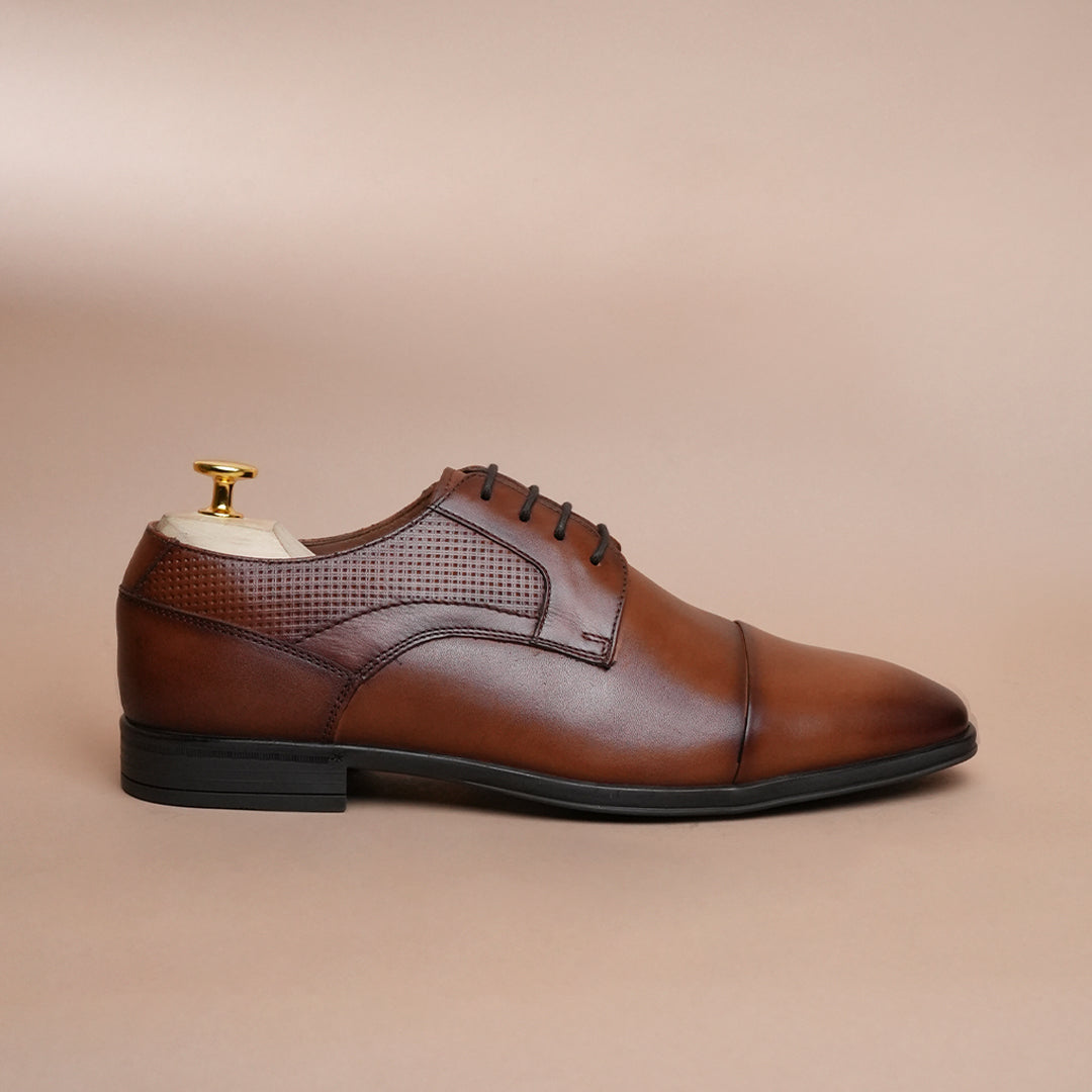Men’s Premium Leather Oxford Shoes | Brown Cap Toe Formal Shoes