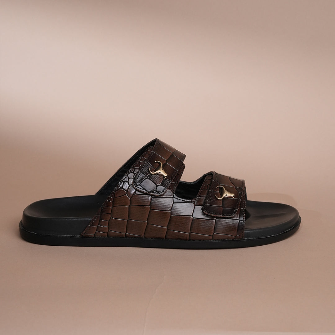 Piel Cuero Men’s Handcrafted Brown Leather Slippers