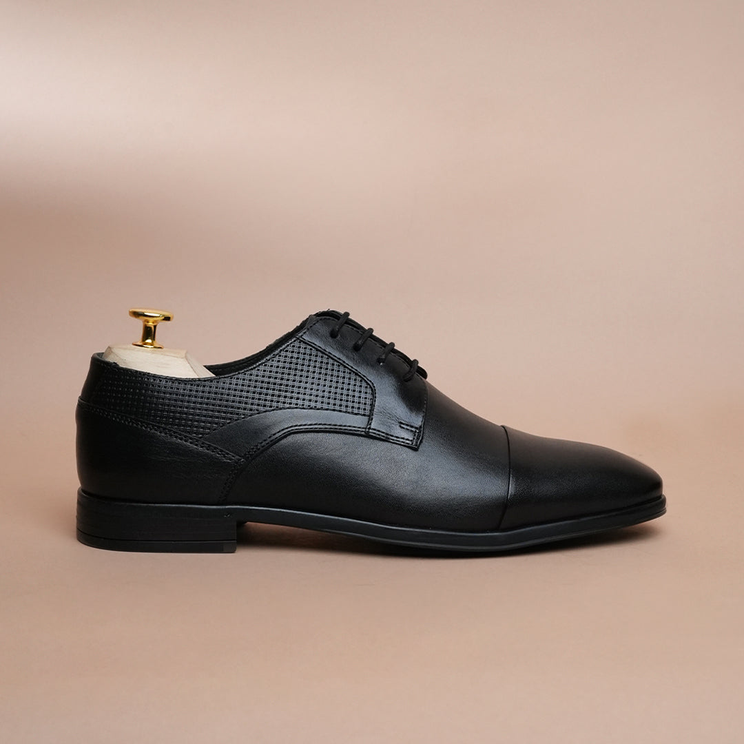 Men’s Premium Leather Oxford Shoes | Black Cap Toe Formal Shoes