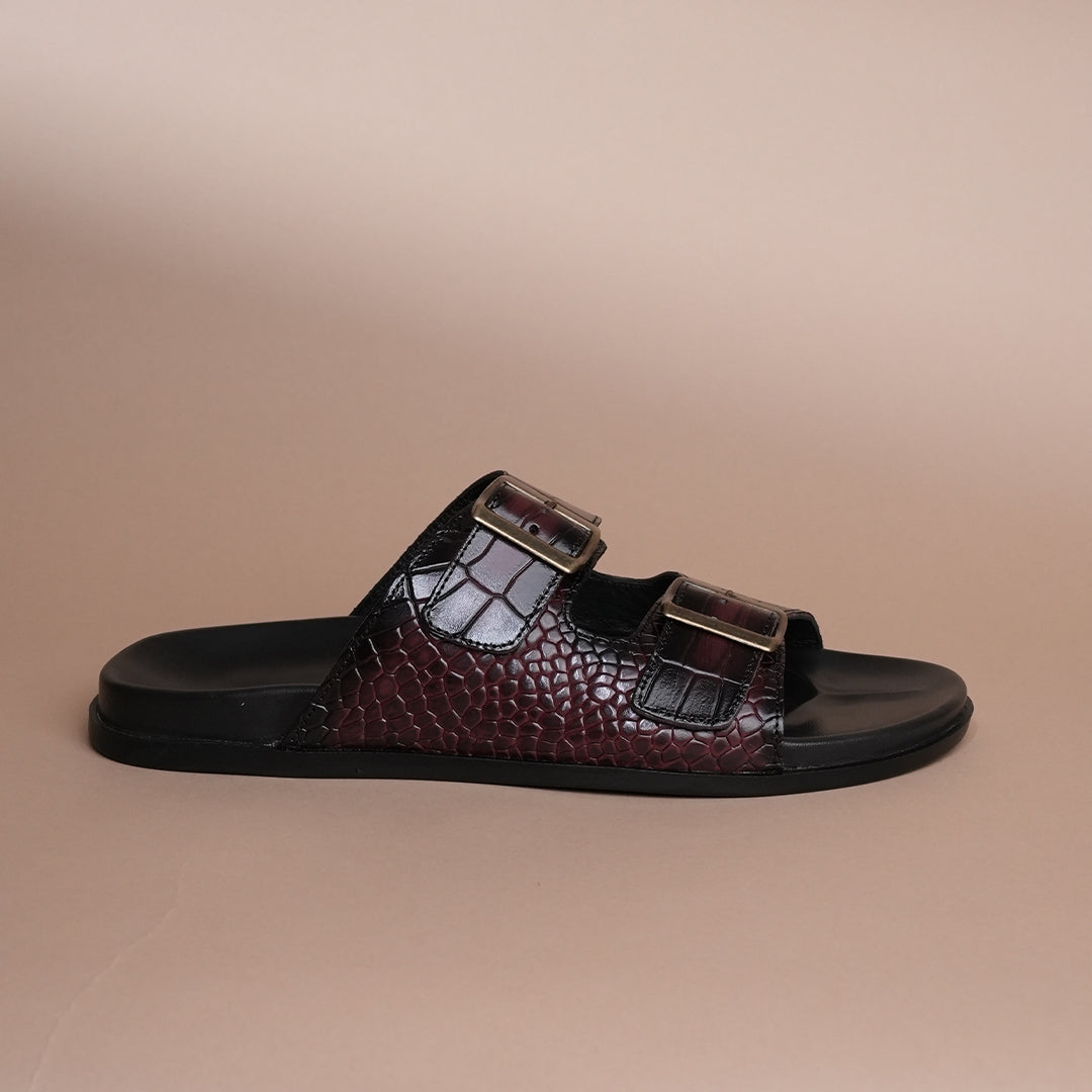 Piel Cuero Men’s Handcrafted Cherry Leather Slippers