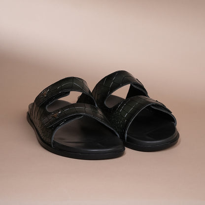 Piel Cuero Men’s Handcrafted Green Leather Slippers