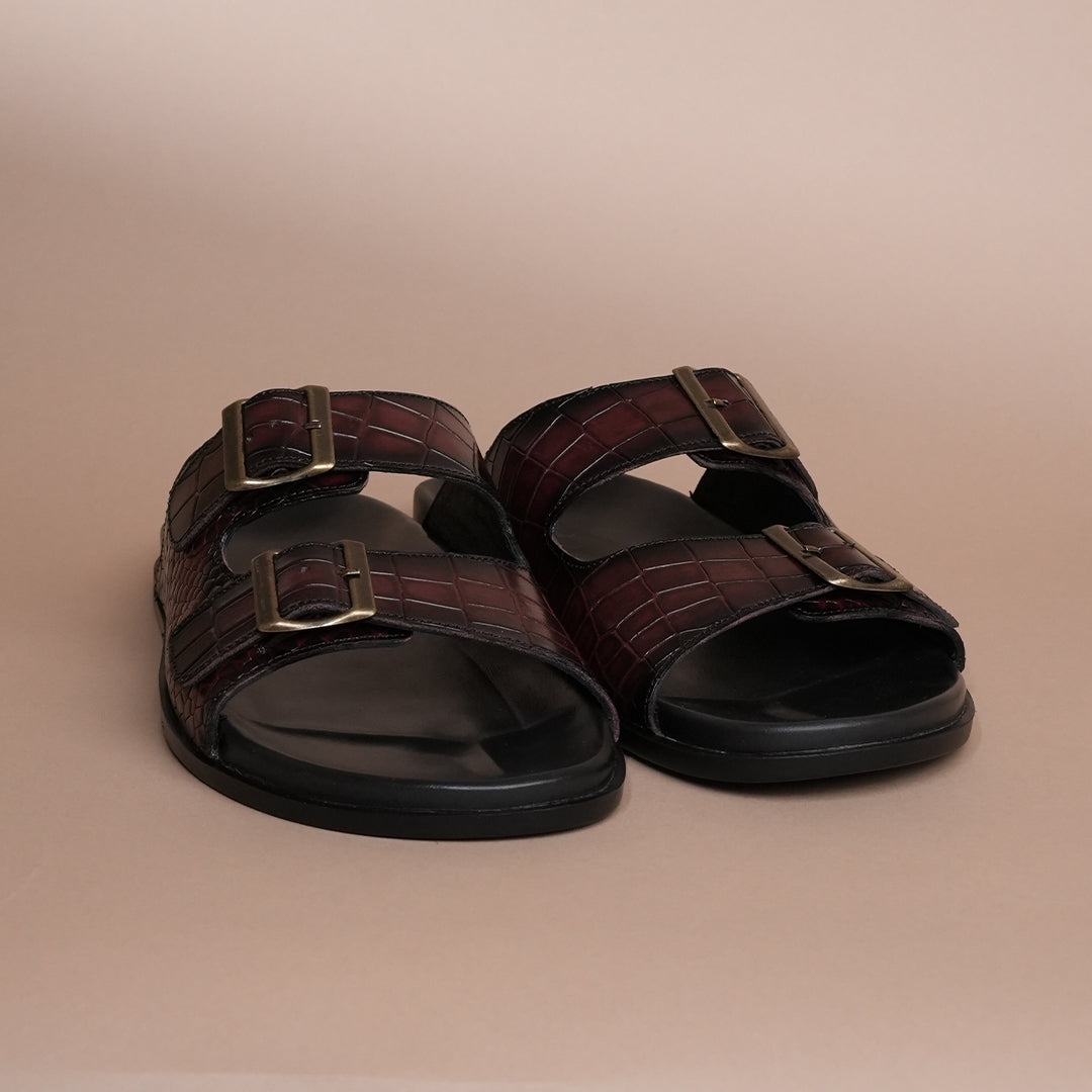 Piel Cuero Men’s Handcrafted Cherry Leather Slippers