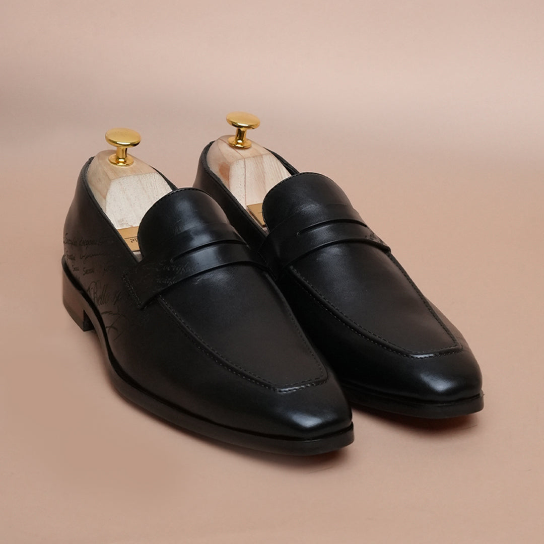 Pure Leather Premium Black Loafer Shoes