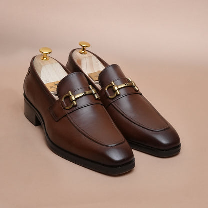 Men’s Genuine Leather Loafers – Classic Brown Leather Formal Shoes