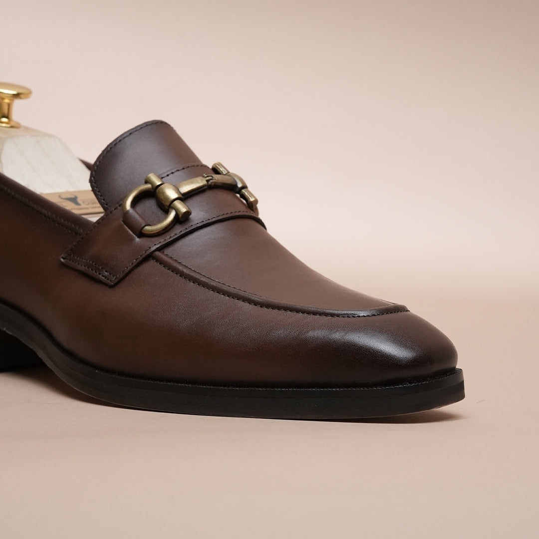 Men’s Genuine Leather Loafers – Classic Brown Leather Formal Shoes