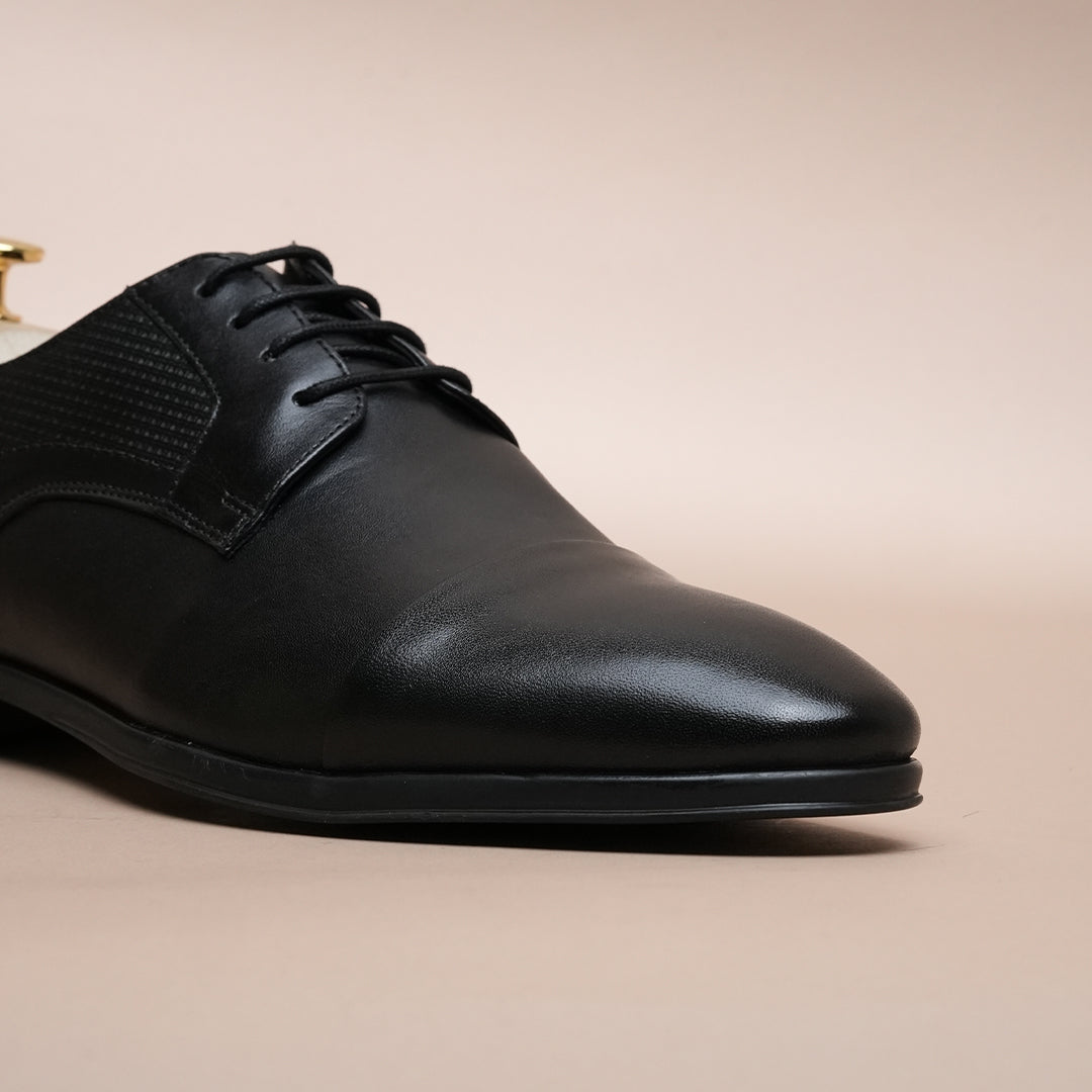 Men’s Premium Leather Oxford Shoes | Black Cap Toe Formal Shoes