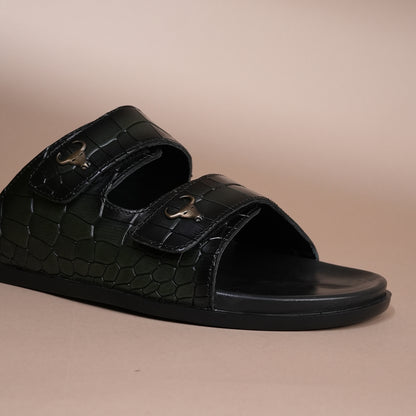 Piel Cuero Men’s Handcrafted Green Leather Slippers