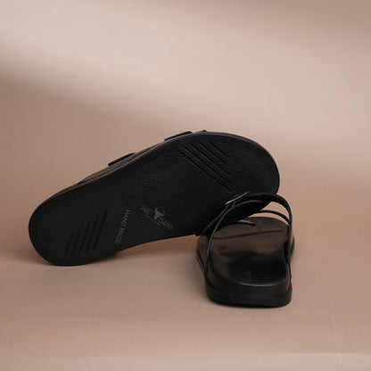 Piel Cuero Men’s Handcrafted Black Leather Slippers
