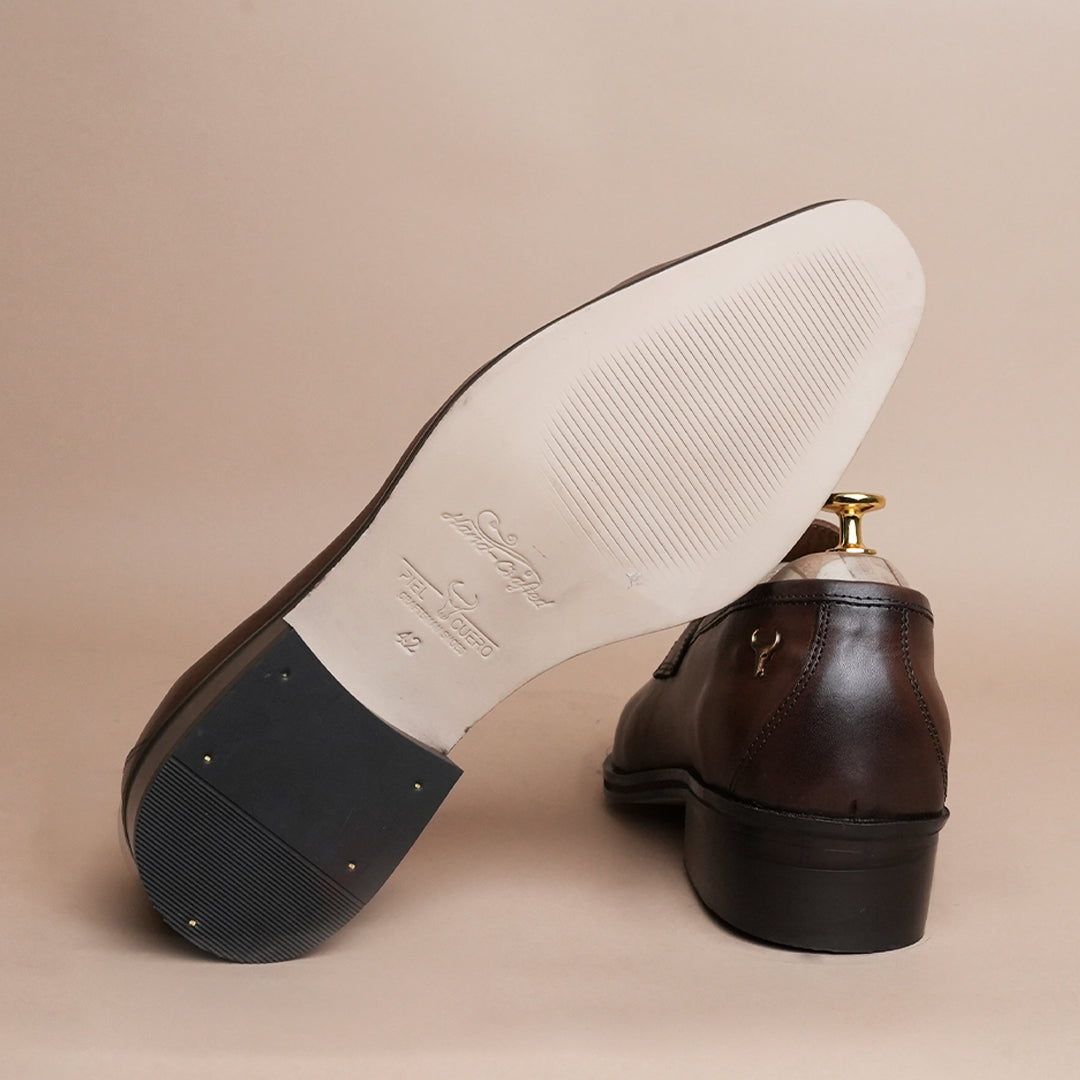 Men’s Genuine Leather Loafers – Classic Brown Leather Formal Shoes