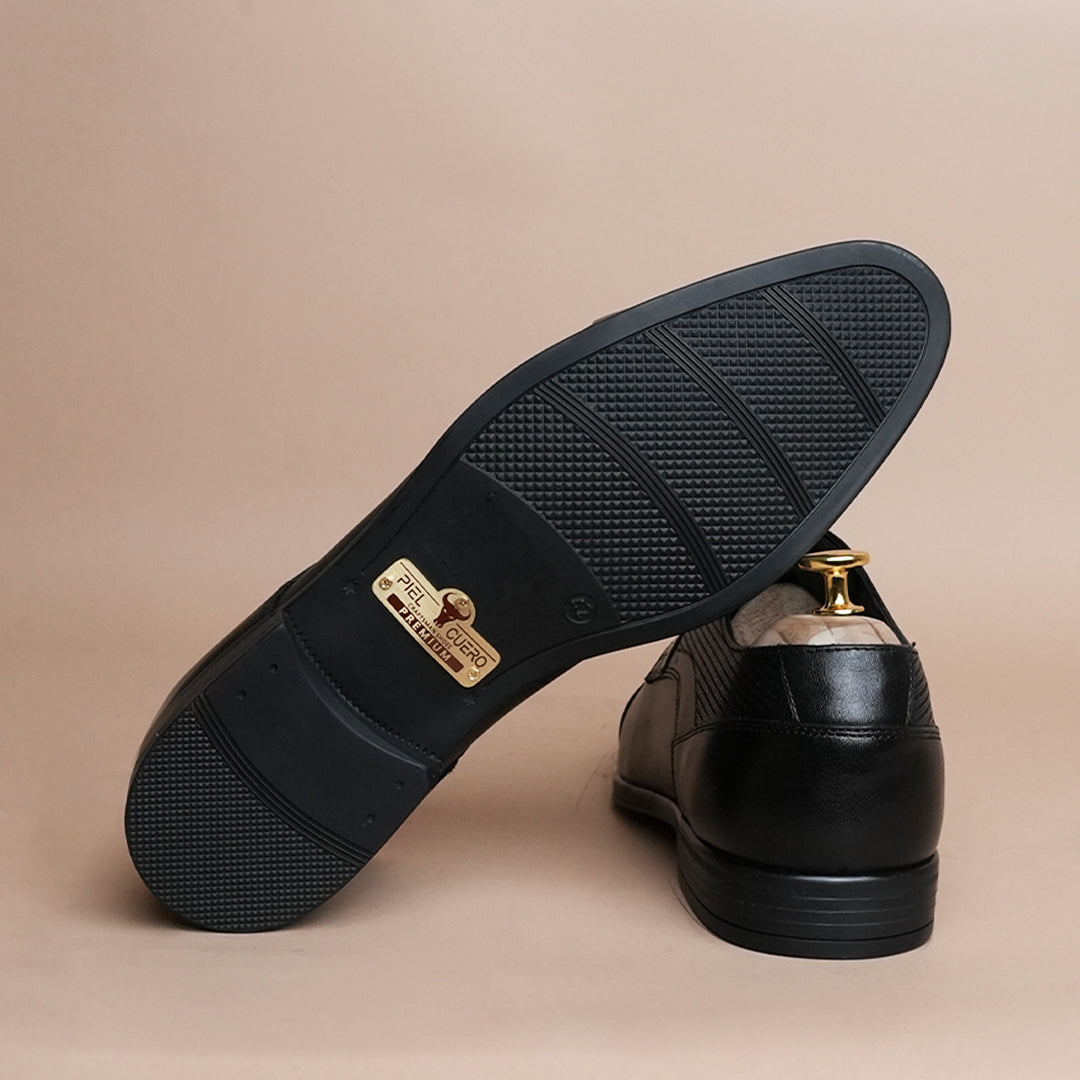 Men’s Premium Leather Oxford Shoes | Black Cap Toe Formal Shoes
