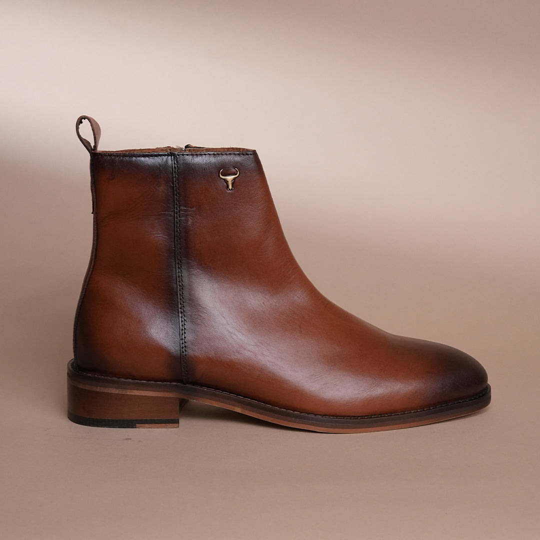 Handmade Genuine Leather  Zipper Chelsea Shoes