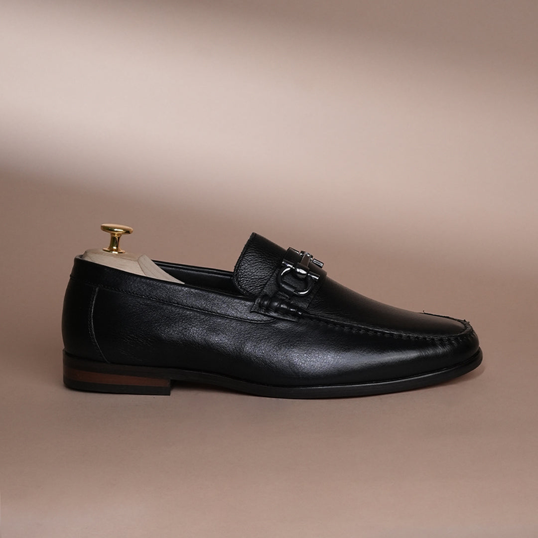 Piel Cuero Royale Signature Black Leather Loafers for Men