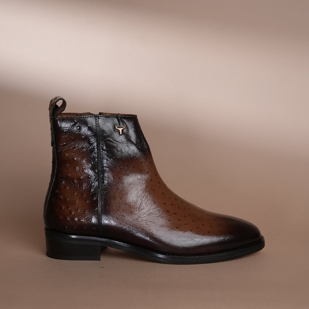 Piel Cuero Men's Handcrafted Brown Leather Ankle Boots