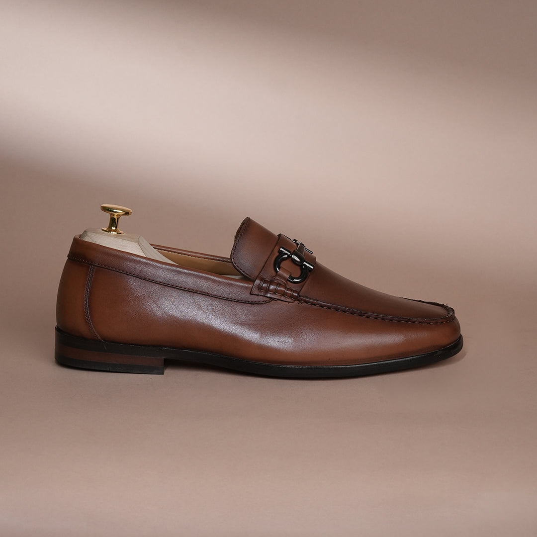 Piel Cuero Brown Leather Loafer Shoe  for Men
