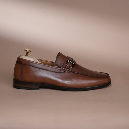 Piel Cuero Brown Leather Loafer Shoe  for Men