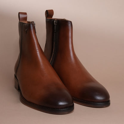 Handmade Genuine Leather  Zipper Chelsea Shoes