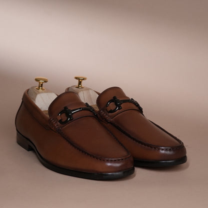 Piel Cuero Brown Leather Loafer Shoe  for Men