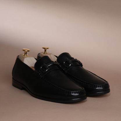Piel Cuero Royale Signature Black Leather Loafers for Men