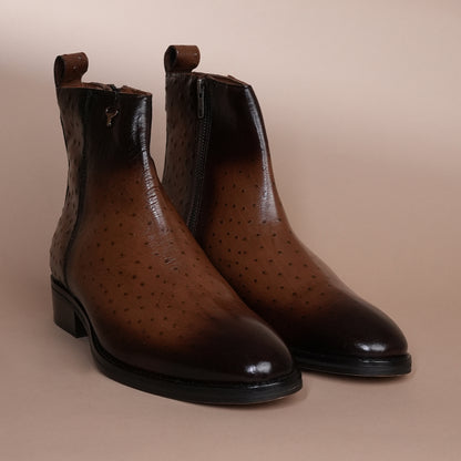 Piel Cuero Men's Handcrafted Brown Leather Ankle Boots