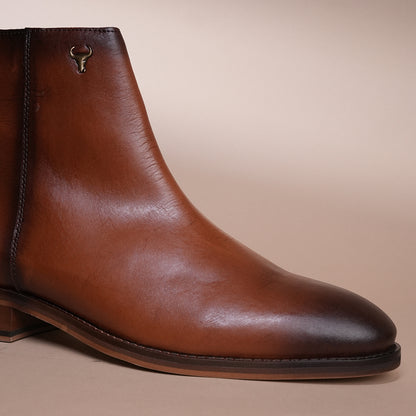Handmade Genuine Leather  Zipper Chelsea Shoes
