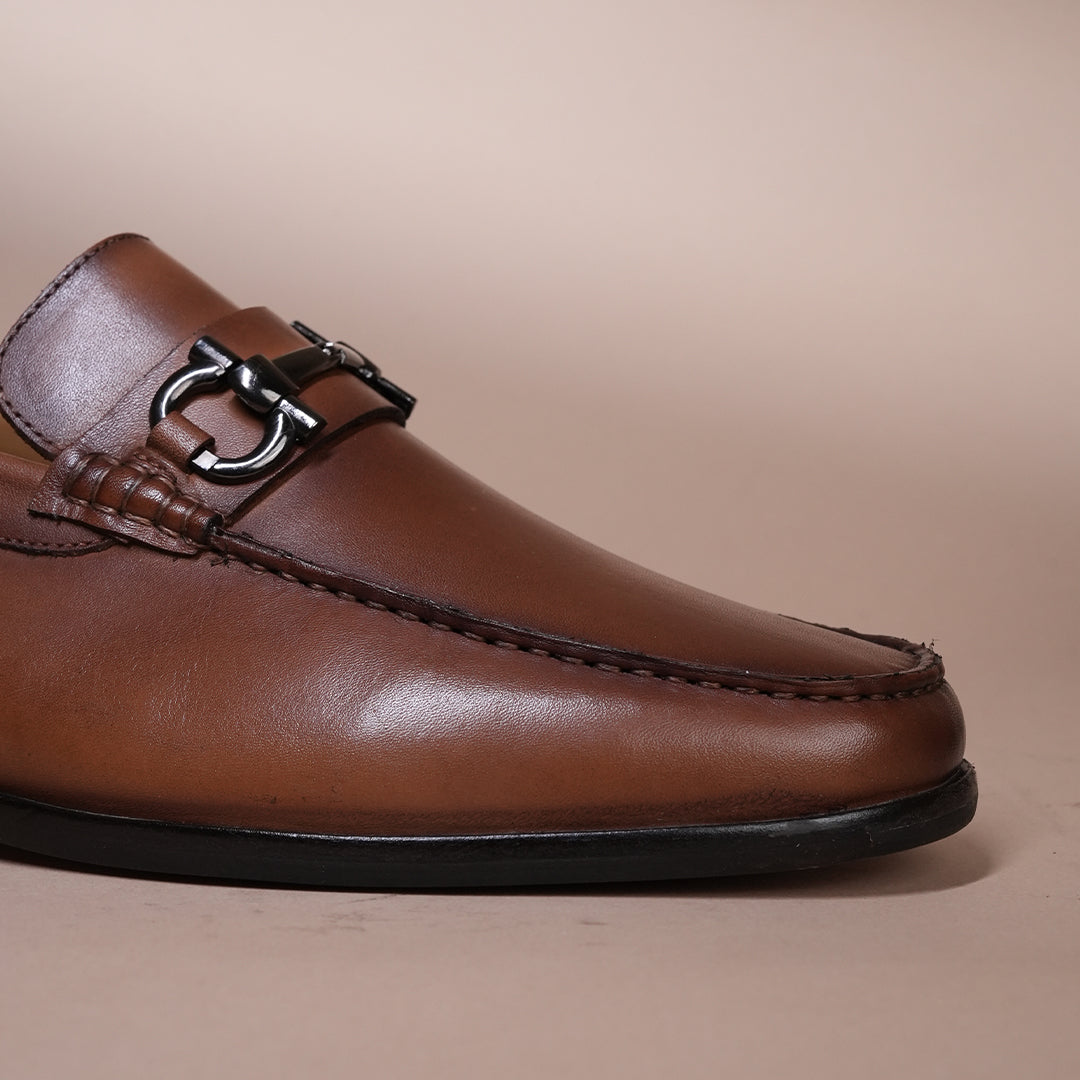 Piel Cuero Brown Leather Loafer Shoe  for Men