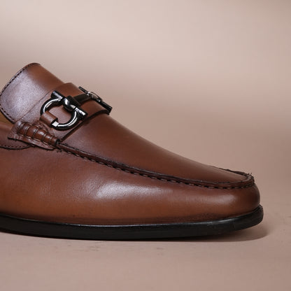 Piel Cuero Brown Leather Loafer Shoe  for Men
