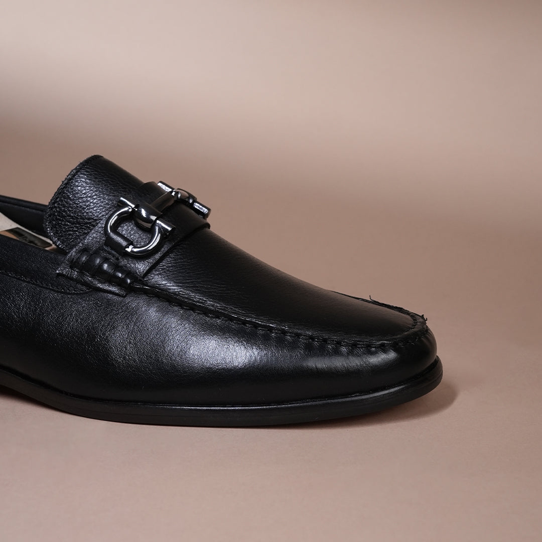 Piel Cuero Royale Signature Black Leather Loafers for Men