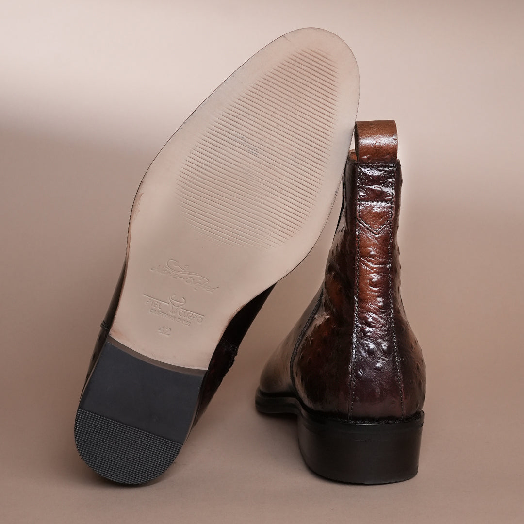 Piel Cuero Men's Handcrafted Brown Leather Ankle Boots