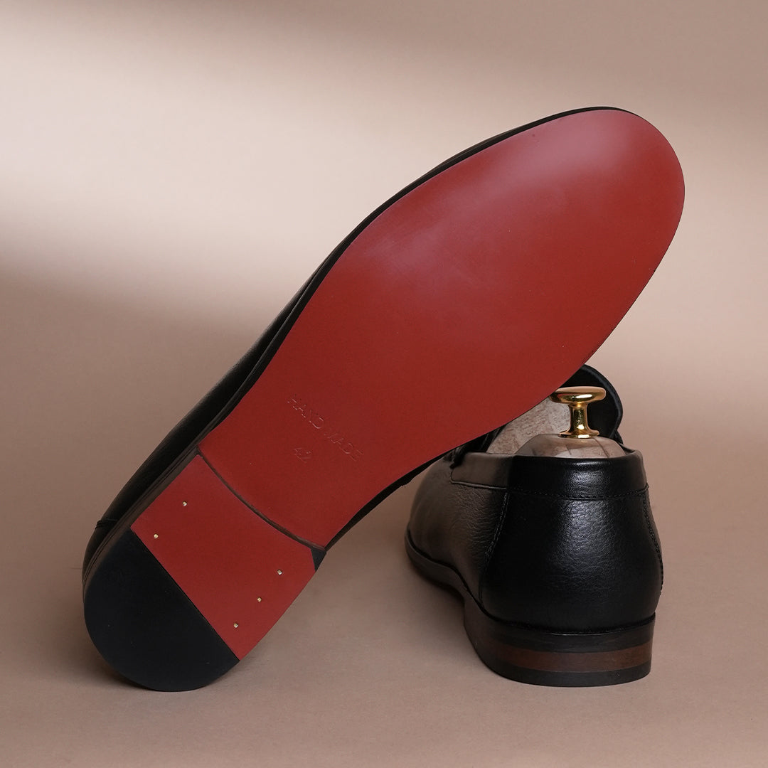 Piel Cuero Royale Signature Black Leather Loafers for Men