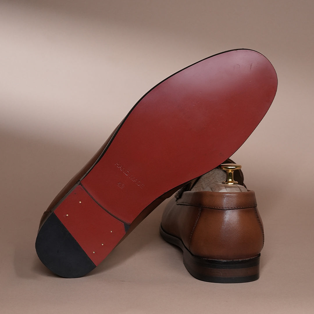 Piel Cuero Brown Leather Loafer Shoe  for Men