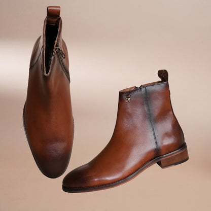 Handmade Genuine Leather  Zipper Chelsea Shoes