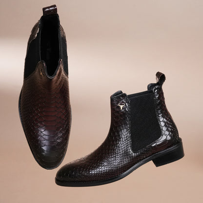 Premium Chestnut Leather Chelsea Boots For Men