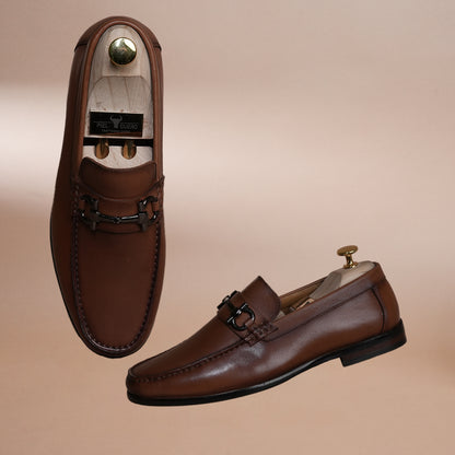 Piel Cuero Brown Leather Loafer Shoe  for Men