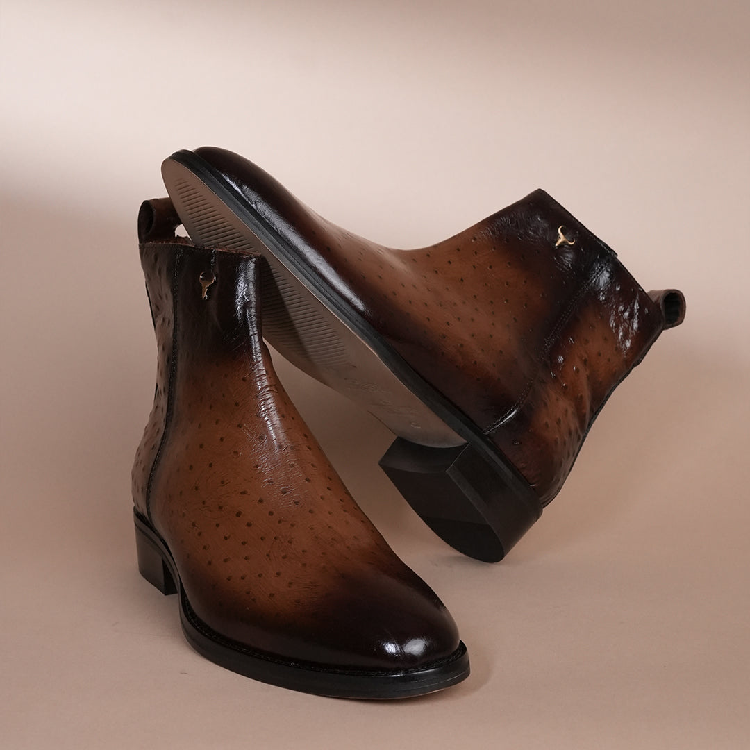 Piel Cuero Men's Handcrafted Brown Leather Ankle Boots