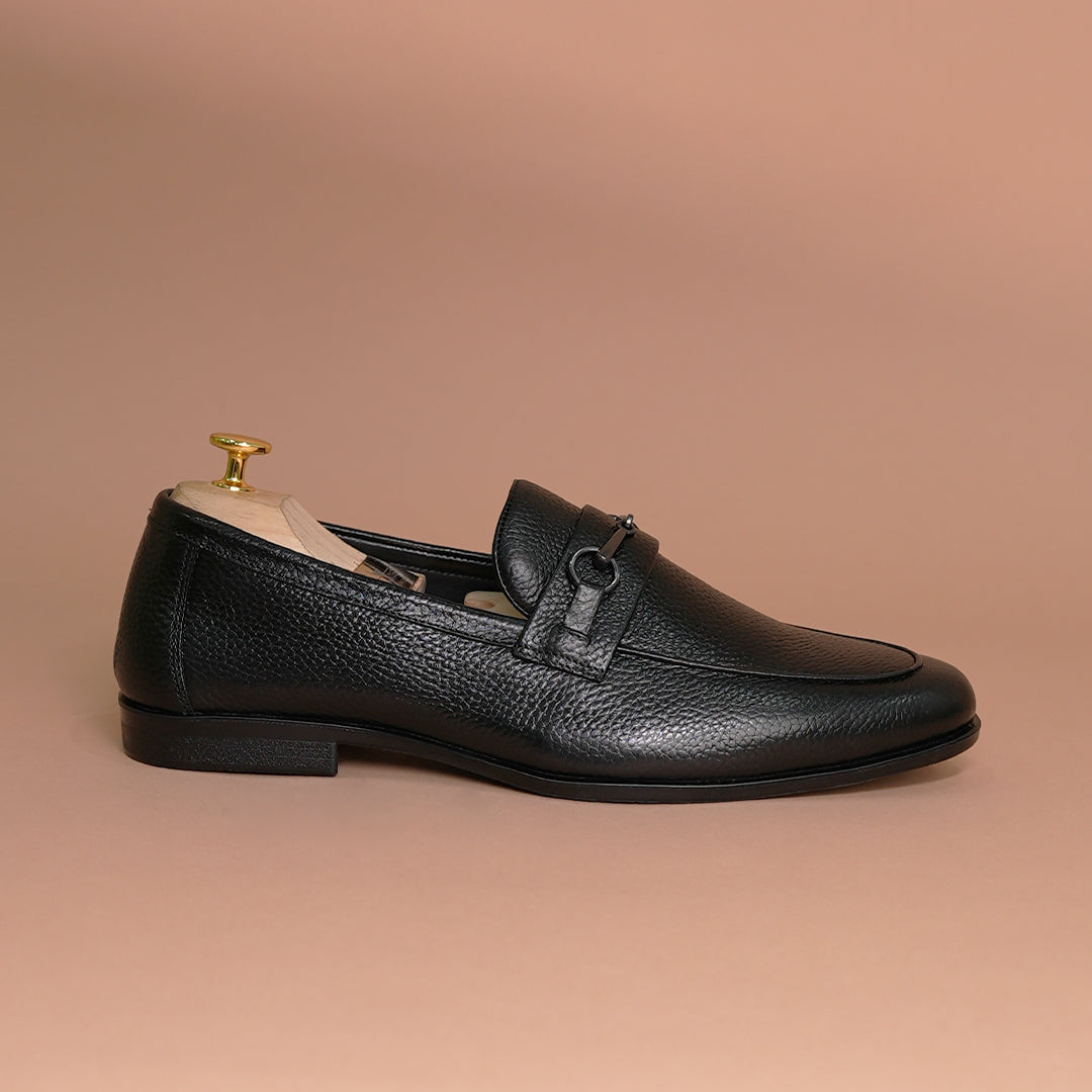 Piel Cuero  Black Leather  Loafers for Men