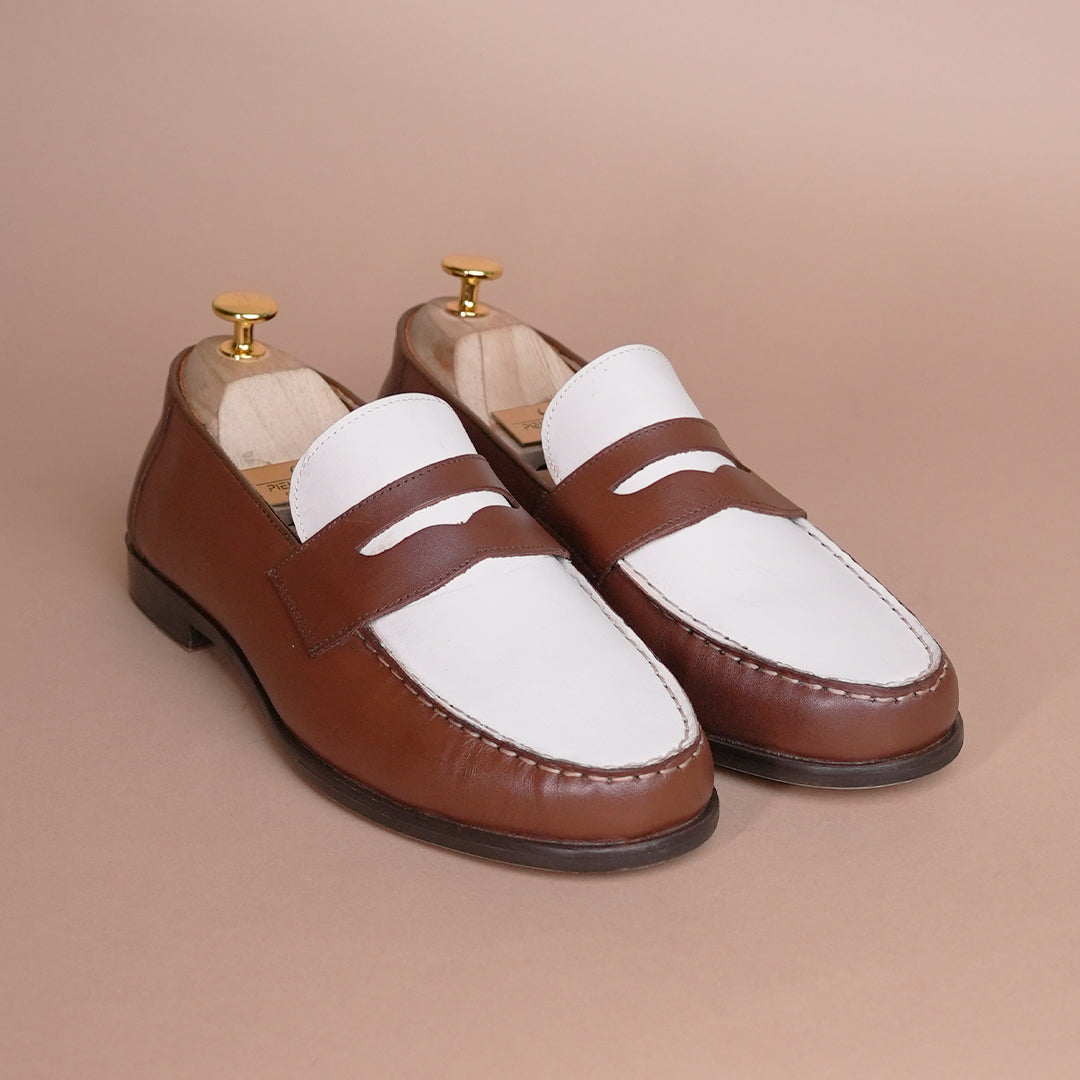 Piel Cuero Two-Tone Genuine Leather Penny Loafers