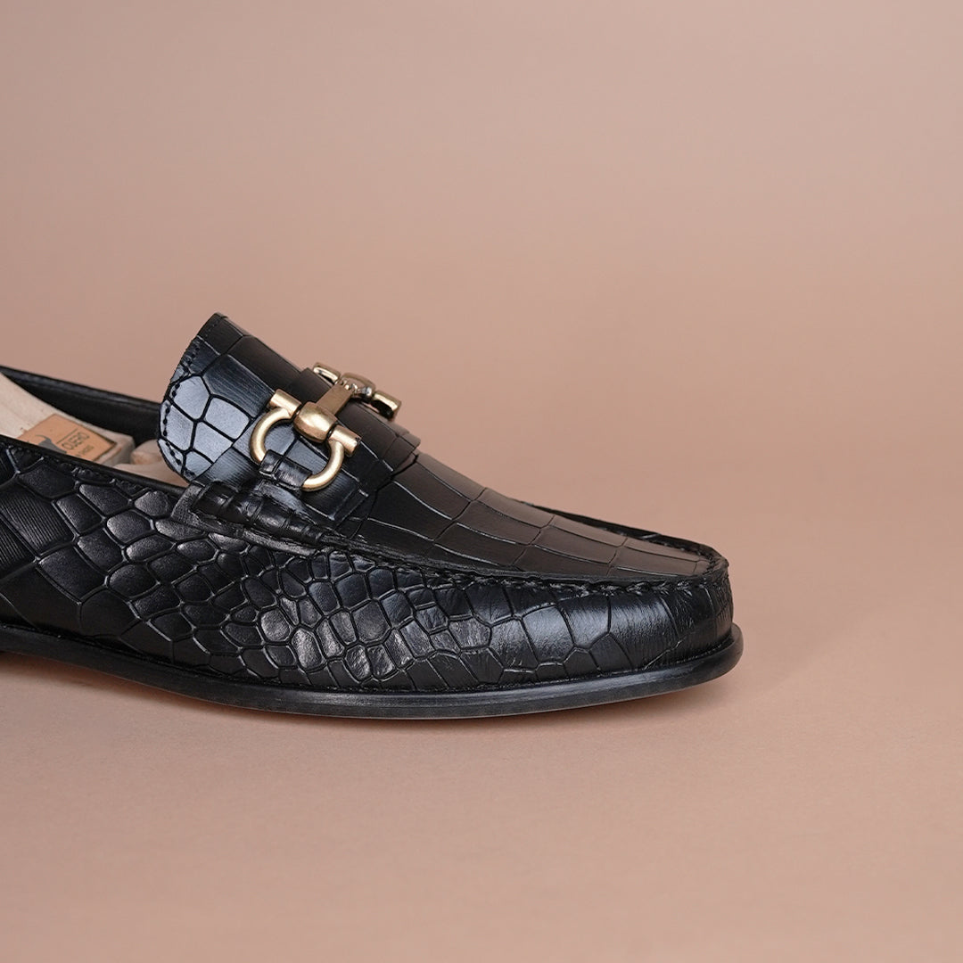 Genuine Leather Black Loafers - Handmade Luxury Shoes