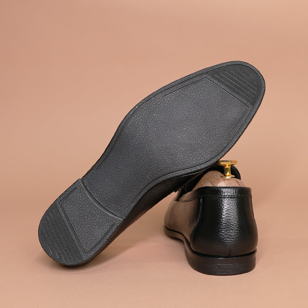Piel Cuero  Black Leather  Loafers for Men