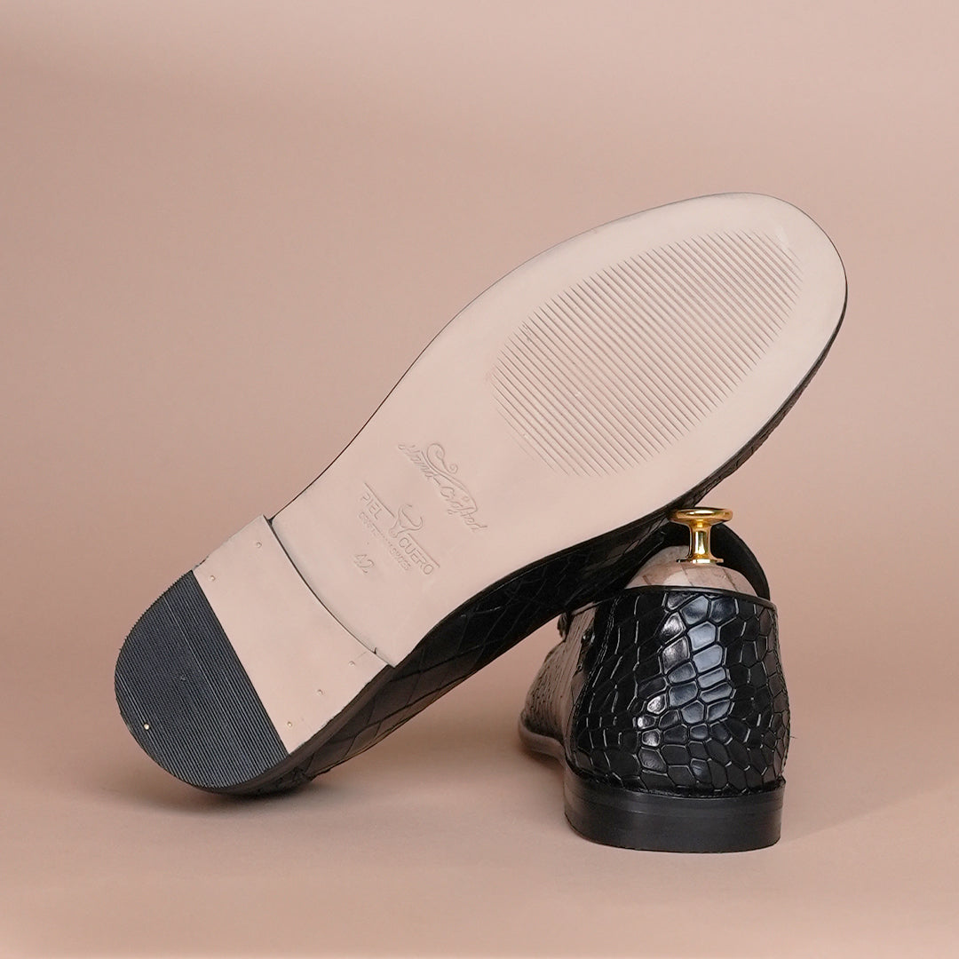 Genuine Leather Black Loafers - Handmade Luxury Shoes