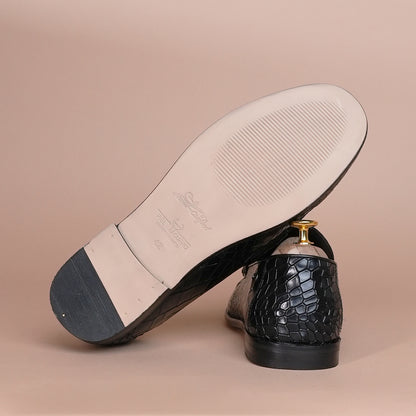 Genuine Leather Black Loafers - Handmade Luxury Shoes