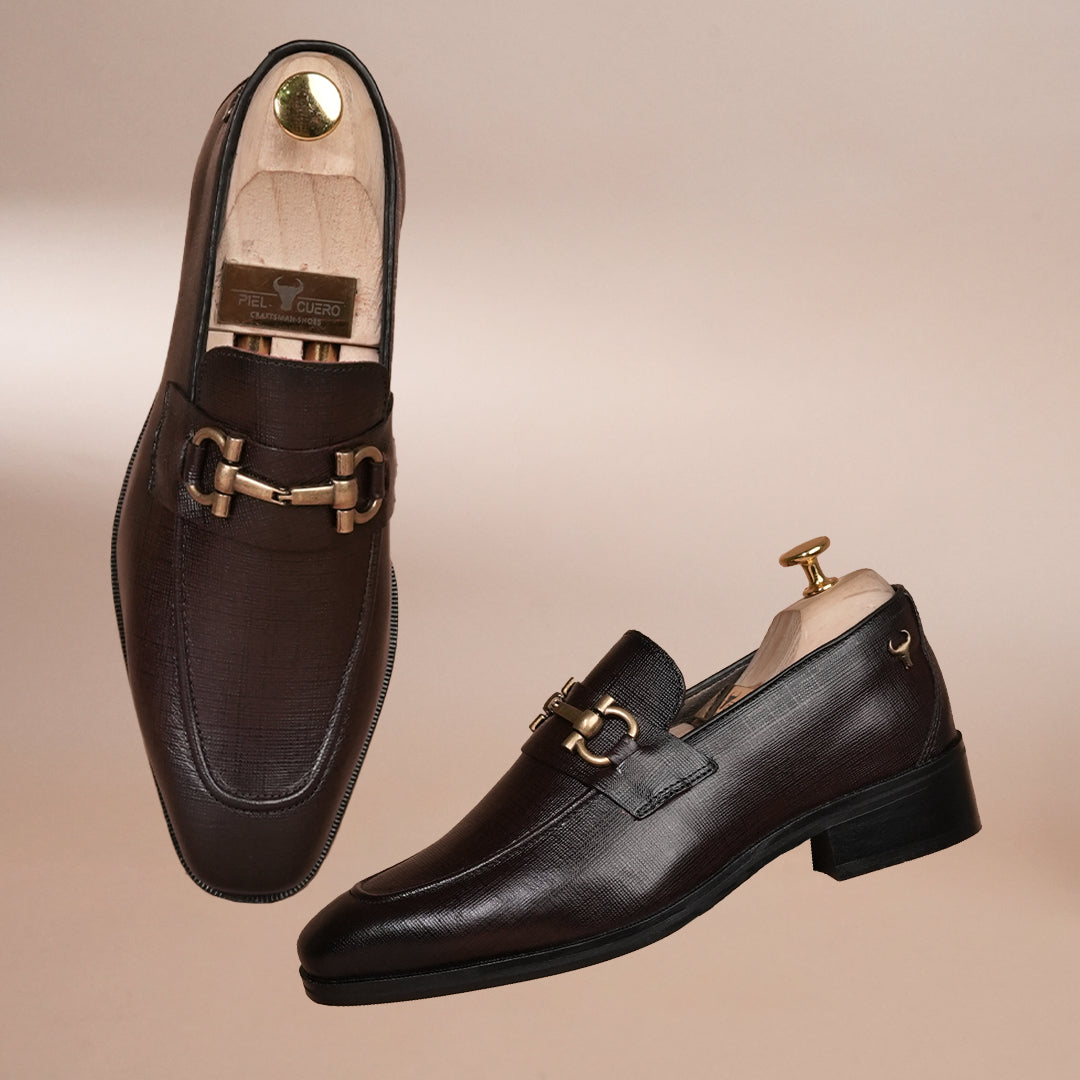 Piel Cuero Brown Horsebit Loafers