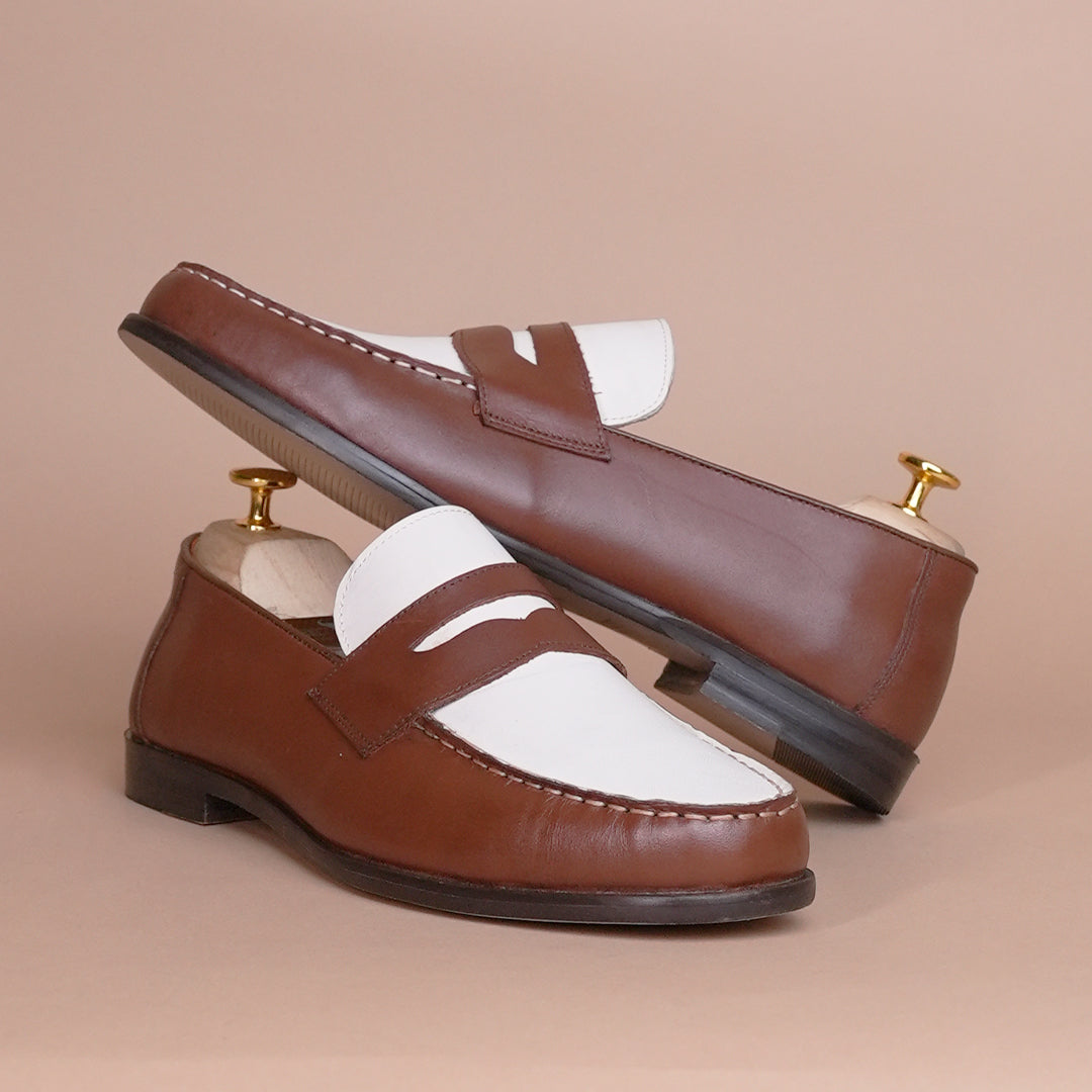 Piel Cuero Two-Tone Genuine Leather Penny Loafers