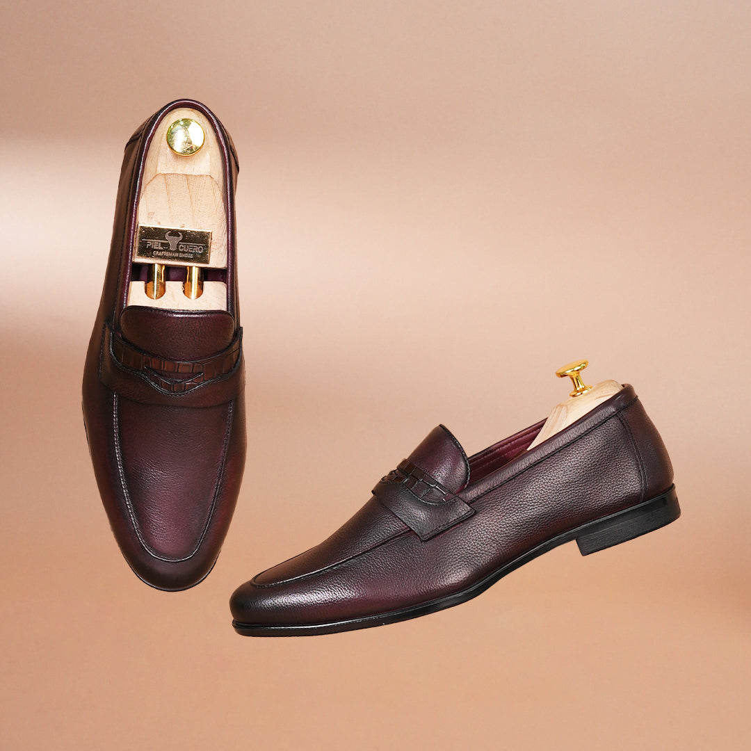 Piel Cuero Men’s Brown Leather Penny Loafers