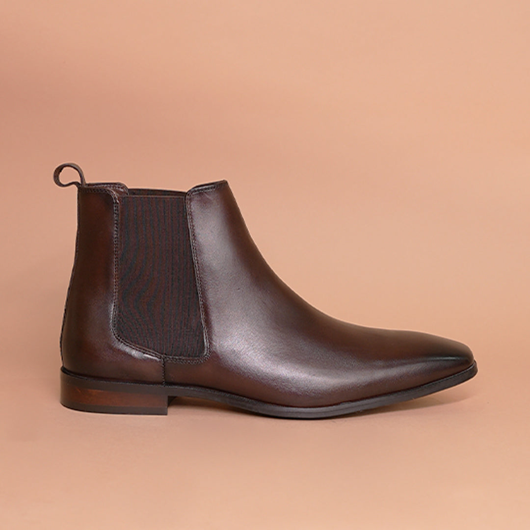 Piel Cuero  Signature Dark Brown Leather Chelsea Boots for Men