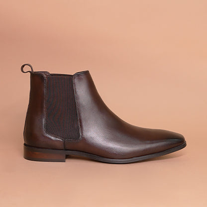 Piel Cuero  Signature Dark Brown Leather Chelsea Boots for Men