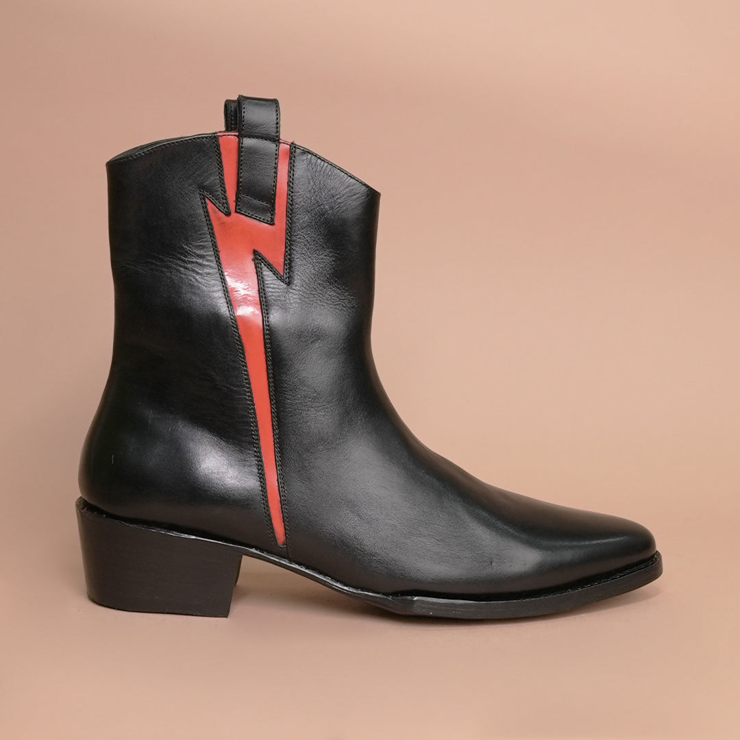 Black Leather Luxe Zipper Chelsea Boots