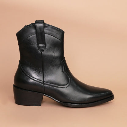 Black Imperial Leather Zipper Boots