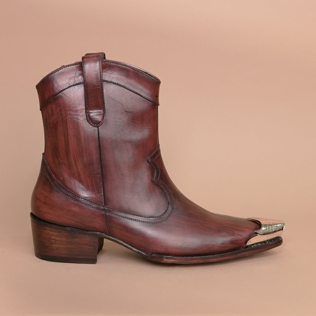 Premium Burgundy Leather Zipper Chelsea Shoes