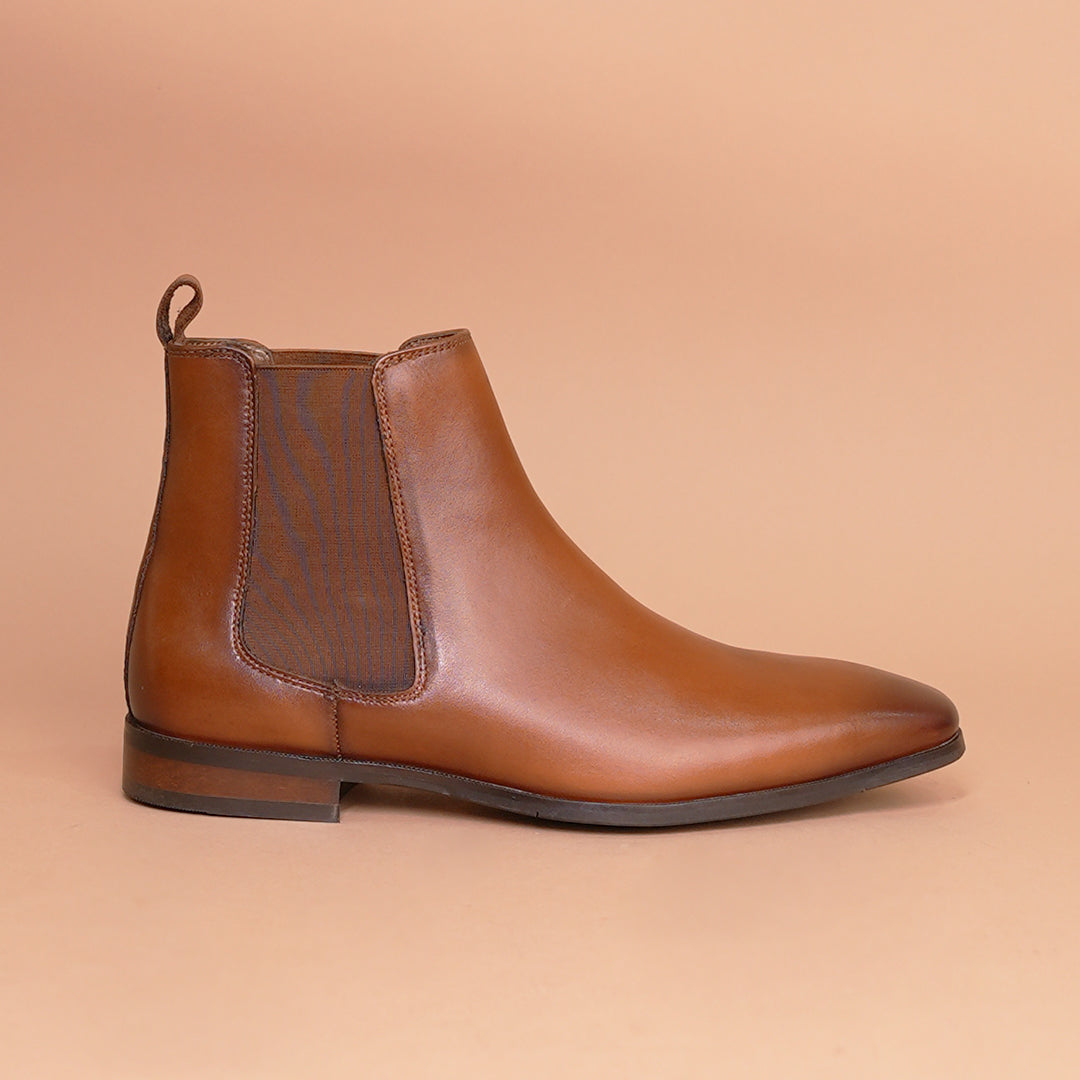 Piel Cuero Men’s Tan Leather Chelsea Boots