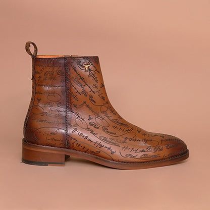 Brown Premium Leather Zipper Chelsea Boots for Men